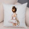 Cute Watercolor Ballerina Cushion Cover Pink Tutu Design Soft Throw Pillow Home Sofa Bedroom Decor Gift for Girls xcm