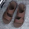Men Black Leather Sandals Summer Brown Outdoor Hiking Sandals White Wide Head Open Toe Beach Shoes for Father Over Sized
