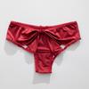 Women's Summer Silky Satin Bow Hollow Sexy Half Package Hip Low Waist Panties