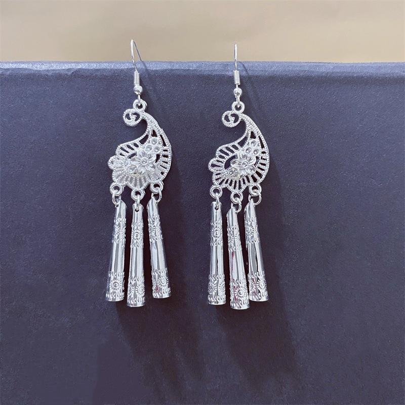 Ethnic style earrings Alloy silver-plated Miao ethnic minority Dong Yi earrings Earrings