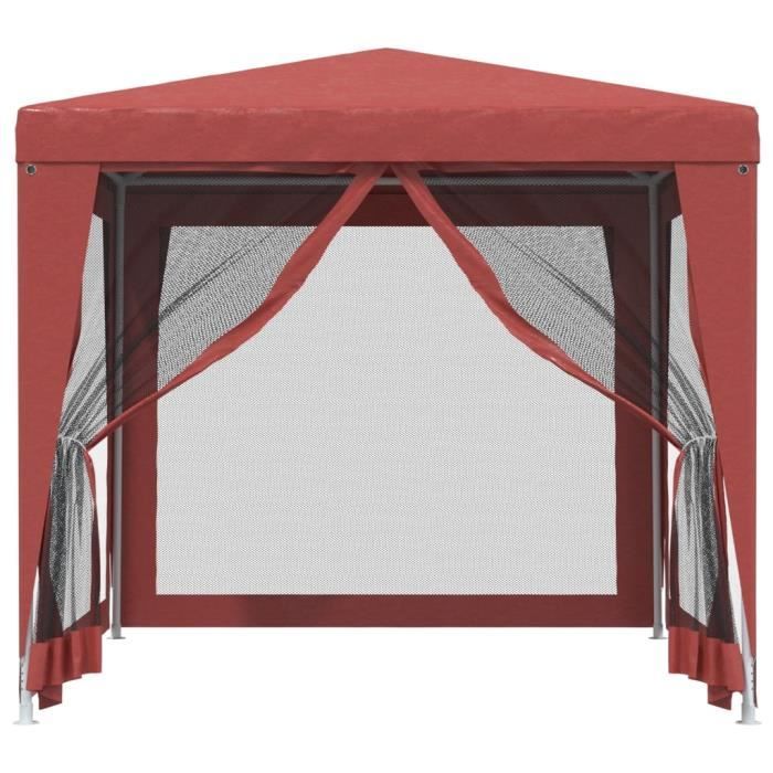 319225 vidaXL Party Tent with 4 Mesh Sidewalls Red 2.5x2.5 M