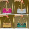 Borsa da sera a pochette di lusso con diamanti per eventi formali con catenella e chiusura a lucchetto