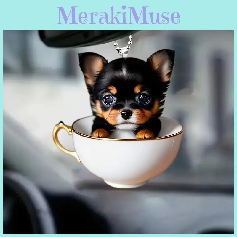 Beautiful Acrylic Cat Pendant For Car Interior Decoration Cute Cartoon Style