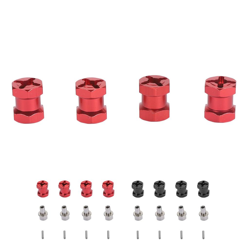 4PCS RC Wheel Hex Spacers 12mm Dia 15mm Length Hex Hub Extenssion with Metal Locking Lug Nut and Loc