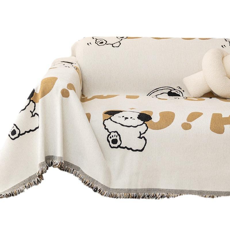 Kreskówkowy Kreatywny Ręcznik na Sofę Chenille Pokrowiec na Sofę All-Inclusive Uniwersalny Pokrowiec Przeciwkurzowy Koc Ochronny Kołdra