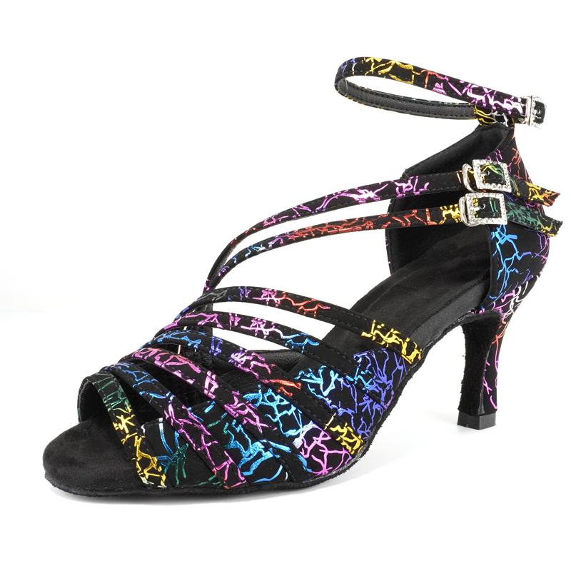 Mode Damen Latin Tango Salsa Tanzschuhe High Heels Indoor helles Leder offene Zehen Tanzschuhe mit Absätzen 7,5 cm