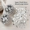 1 Jar Shiny Silver Sequins Mix Shapes Starlight Love Butterfly Star Slice Nail Art Stickers Decals Manicure Paillette Charms