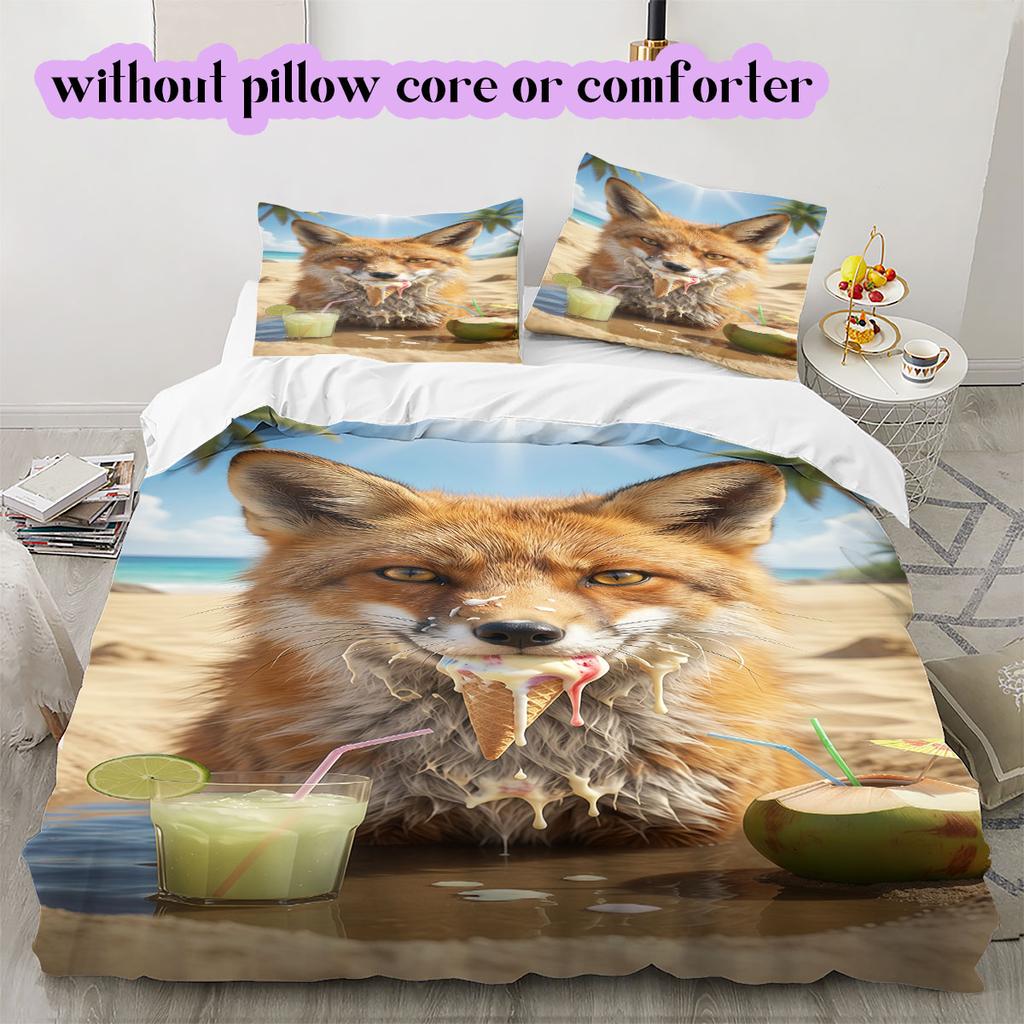 Animal Beach Vacation Pattern Bedding,Quilt Set Quilt Cover Pillowcase Home Birthday Gift (1*duvet cover+2*pillowcase,without core)