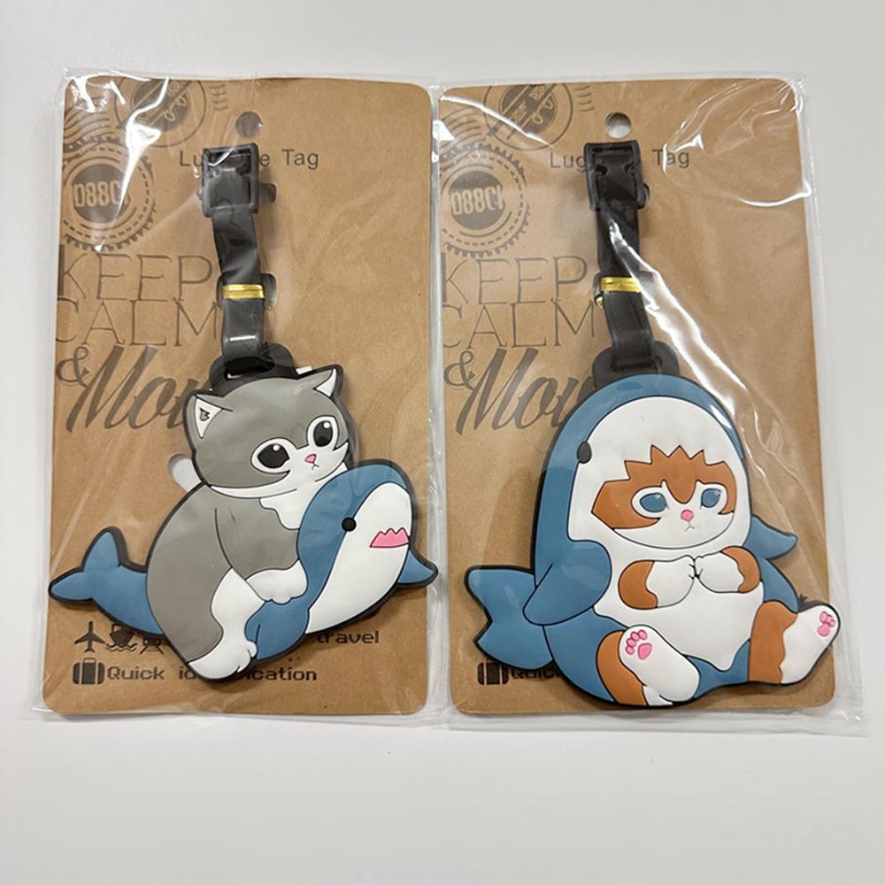 New Cartoon Cat Portable Luggage Tag Women Travel Accessories PVC Luggage Label Men Portable Anti-loss Address Name Tag