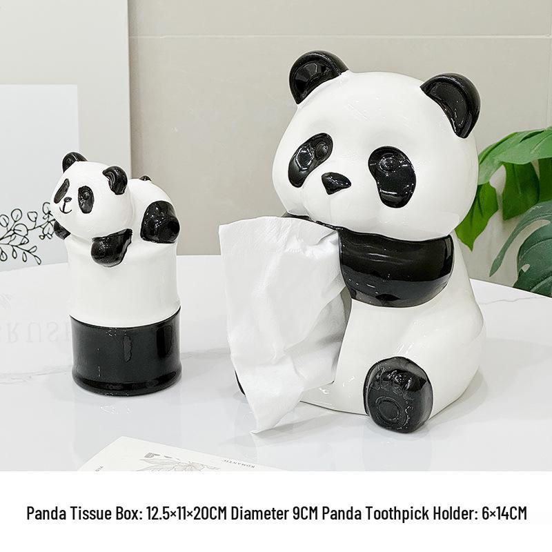 Panda Ceramic Tissue Box Holder - Creative Cartoon Napkin Dispenser for Living Room Decor
