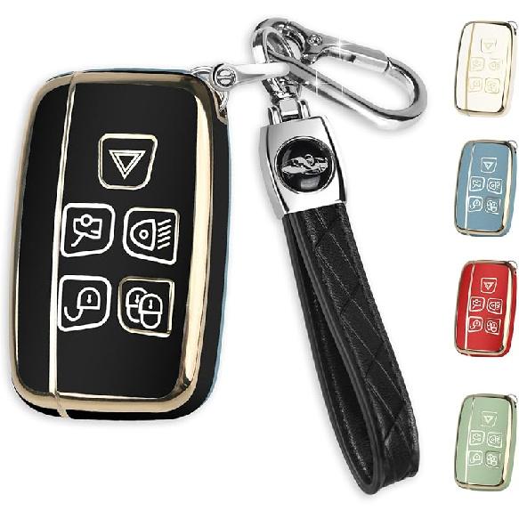 Für Land Rover Schlüsselanhänger Hülle mit Schlüsselring, Auto Schlüsselhülle Schale Schutzhülle 5 Tasten für | Range Rover Evoque Sport Velar | Land Rover Discovery LR4 a9