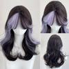 Black Blue Highlights Synthetic Short Wavy Women Wig Fluffy Lolita Cosplay Heat Resistant Wig with Bangs for Daily Party