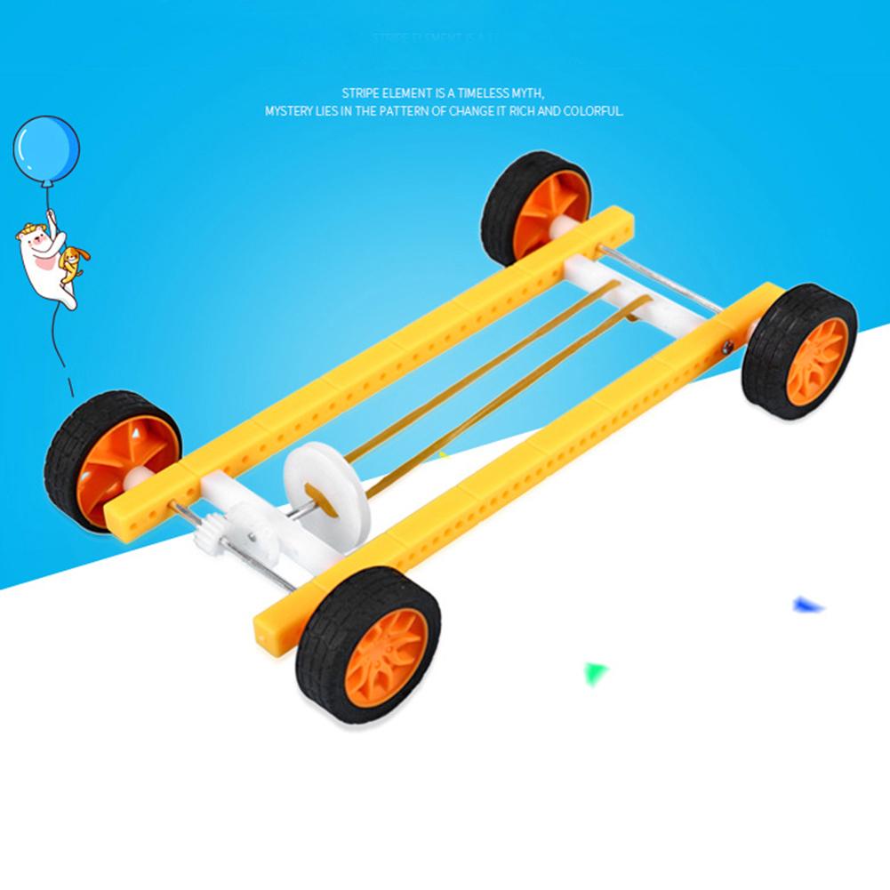 Small Production Model Rubber Band Pull Back Car Toy DIY Materials Kit