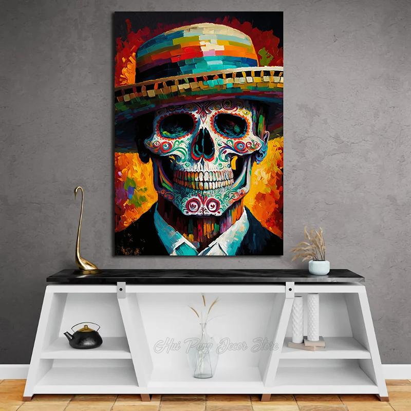 Colorful Skull Canvas Painting Abstract Posters and Prints Funny Wall Painting Pictures for Bedroom Living Room Home Decoration