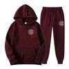 Unisex Casual Hooded Fleece-Lined Sweatshirt Pants Set Sporty Solid Color Outfit Fall