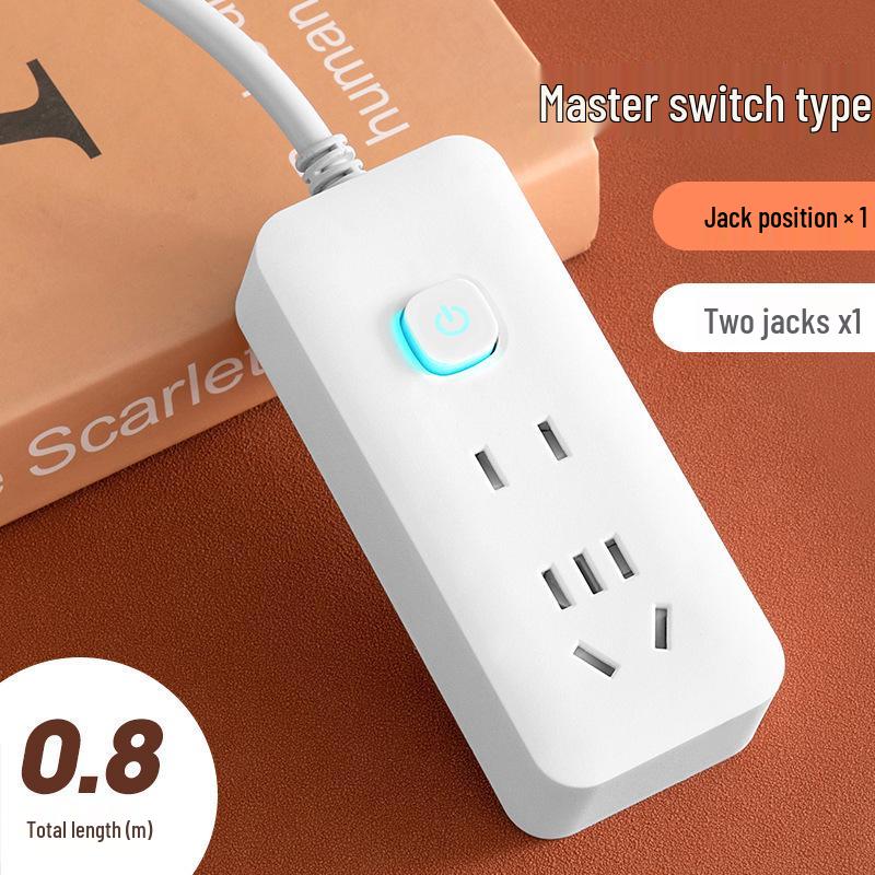 Multi-Function Household Power Strip with Cord, featuring a Multi-Hole Socket Panel for Dorms