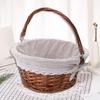 Handwoven Rattan Picnic Storage Basket Portable Rustic Charm Accessories for Outdoor Camping Circular Shape Multifunctional
