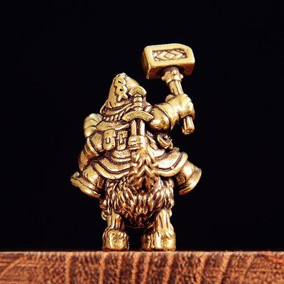 Messing Ziegen Zwerg Krieger Figur Miniatur Schreibtisch Ornamente Retro Metall Modelle Statue Heimdekoration