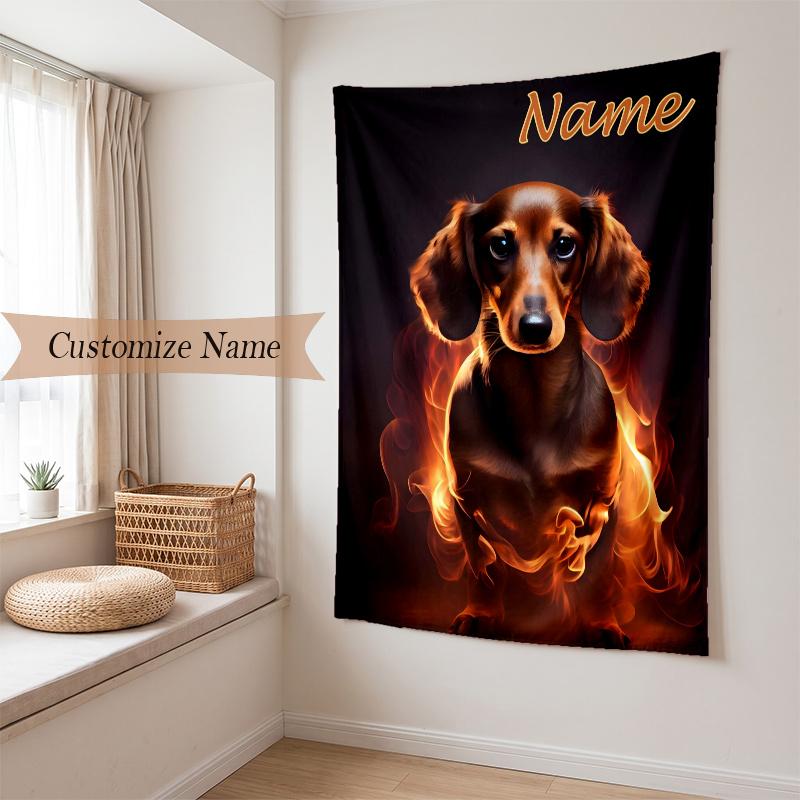 Cute PUPPY (32) Custom Name Tapestry Wall Hanging Soft Backdrop Tapestry for Bedroom Living Room Dorm Home Decor Gift