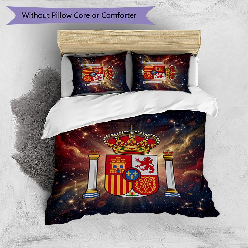 Ensemble de literie imprimé football Espagne 3 pièces Ensemble de couvre-lit douillet respirant comme cadeau de pendaison de crémaillère / de vacances