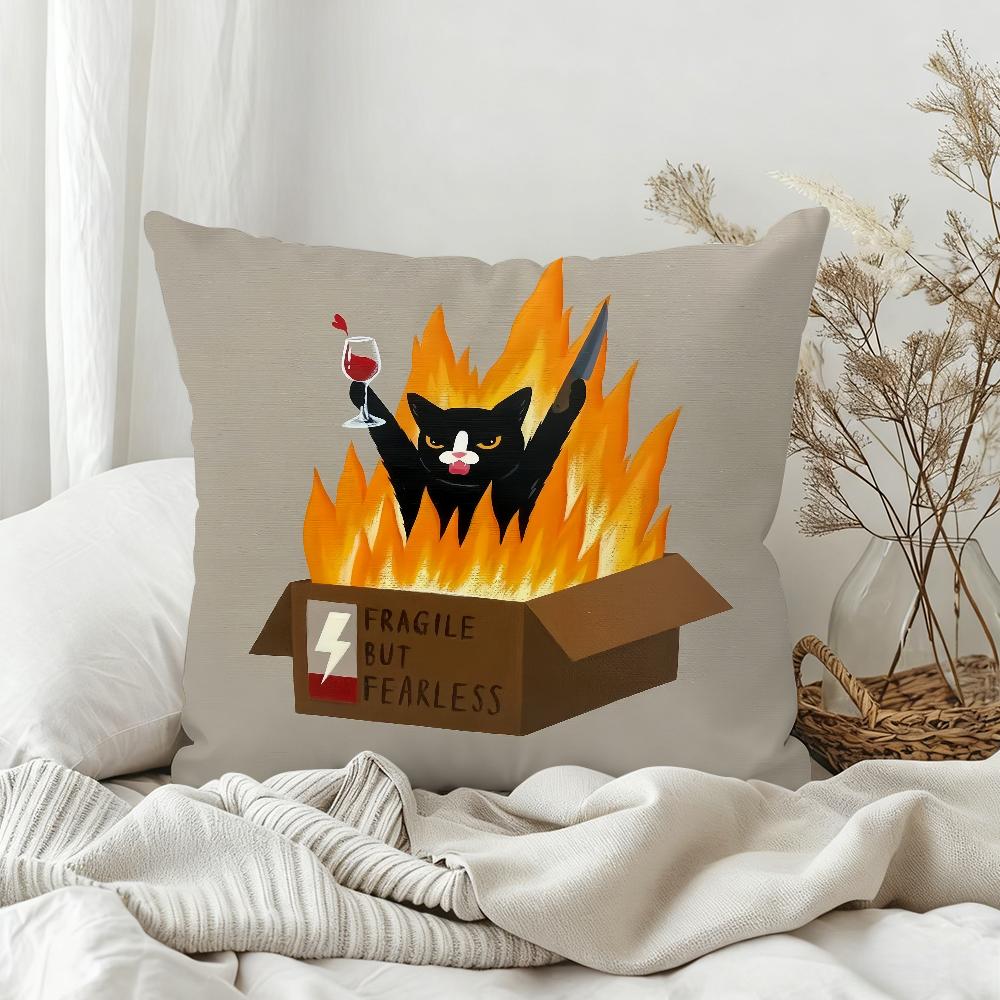 

Personalized Black Cat Art Pillow Case Bedroom Sofa Living Room Backrest Decoration Square Cushion Nap Time 30x30 cm