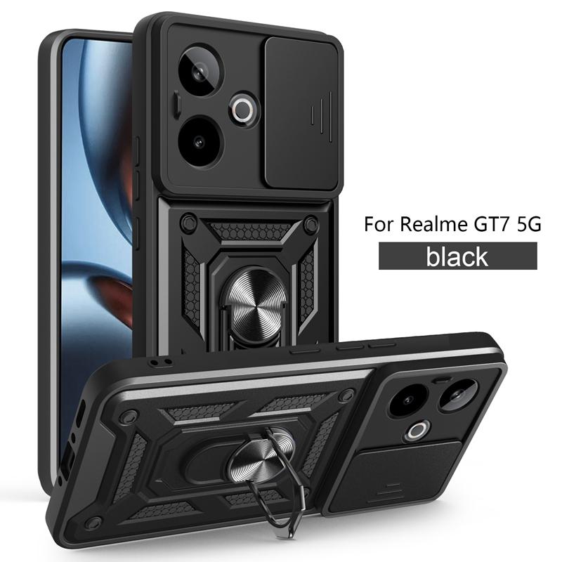 Pro pouzdro Realme GT7 5G Držák s magnetickým kroužkem do auta Pancéřové Nárazuvzdorné Coque Pro OPPO Realme GT7 GT 7 RealmeGT7 Kryt na ochranu objektivu