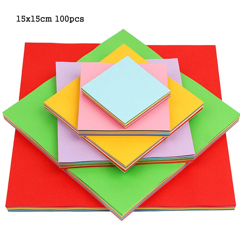 100 Stück handgemachtes Origami-Papier für Kinder, DIY, 10 Farben, Faltpapier, doppelseitig, Sammelalbum-Karte, mehrfarbiges quadratisches Papier
