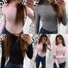 Damen Langarm Rollkragen Lässige Slim Tops Strickpullover Winter T-Shirt Bluse mit hochwertigem Stoff und zeitlosem Stil