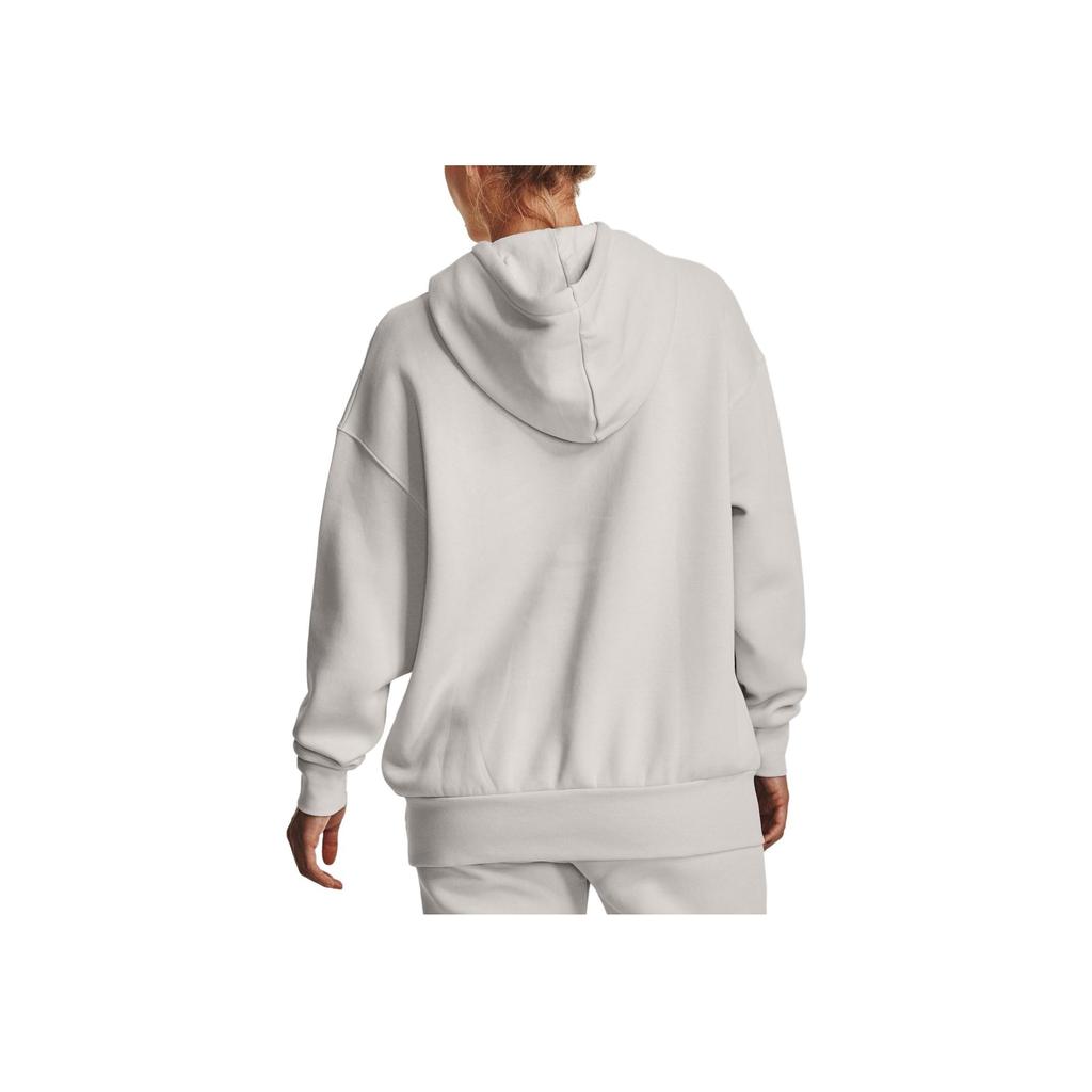 Under Armour Solid Loose Fit Hooded Long Sleeve Sweatshirt Women Tops Off-White 1379495-114