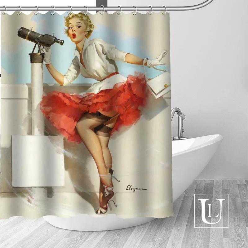 

Big Sale New Custom Pin-up Girl Shower Curtain With Hooks Bathroom Waterproof Polyester Fabric DIY Your Shower Curtain W90XH180cm
