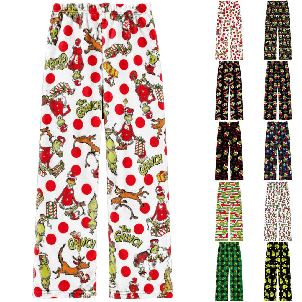 Women's Halloween Straight Leg Flannel Pants for Fall and Winter