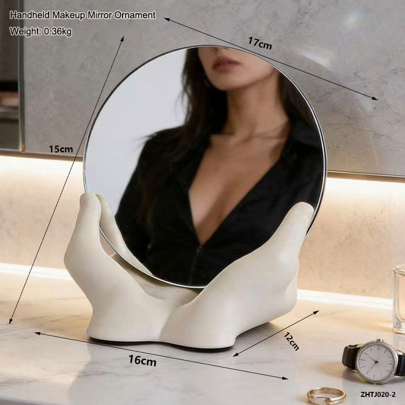 

Simple Handheld Makeup Mirror Ornament Home Bedroom Makeup Table Desktop Creative Storage Decoration Ornament Gift for Friends