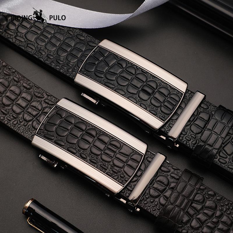 Crocodile Leather Men's Belt Automatic Business Casual Belt Belt High-grade First Layer Cowhide Fashion Belt