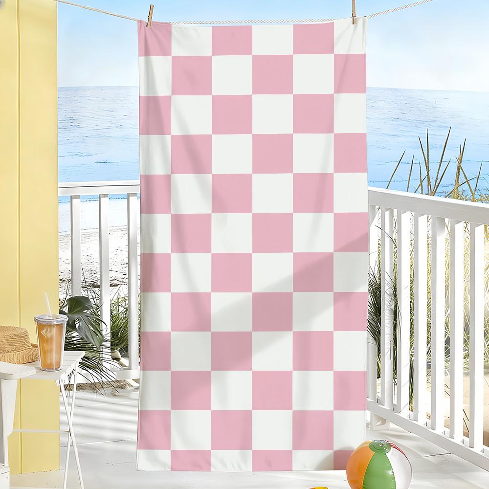 Fun Checkerboard Art Towel Soft Pool Gift For Travel Gym Shower Camping Quick Dry Sports Large Beach Towels W30*H60(CM)