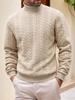 European Men's High Collar Jacquard Sweater - Solid Color, Autumn/Winter Fashion