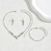 Vintage Necklace Set Women'S Jewelry Bridal Wedding Jewelry Rhinestone Bracelets Earrings Necklace Two-Piece Set