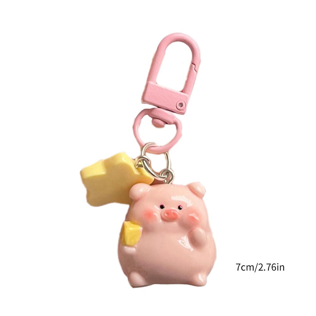 3D Pink Pig Keychain Pendant Cute Cartoon Resin Charm Key Rings Personalized Hangings Keychain for Girls and Students
