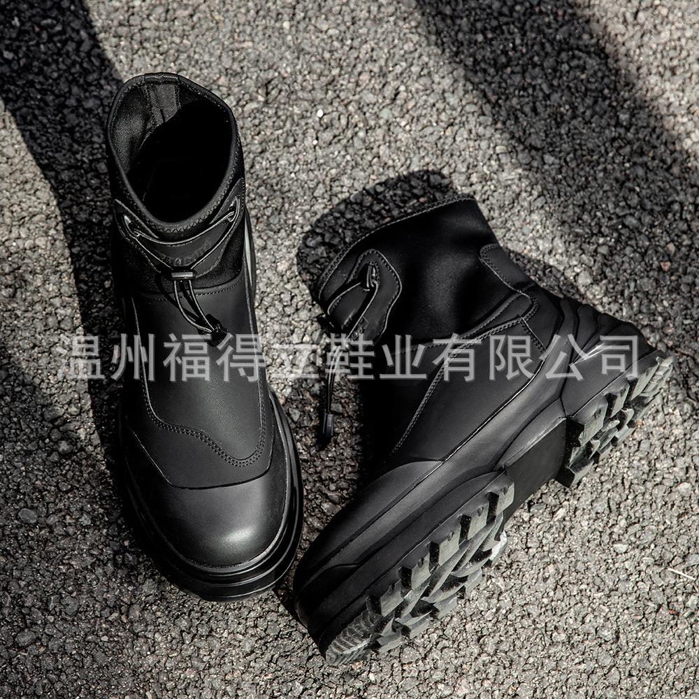 

Black Martin boots men s 2024 new retro high-top heightening men s boots thick-soled outdoor locomotive elastic elastic boots 35 (women s)