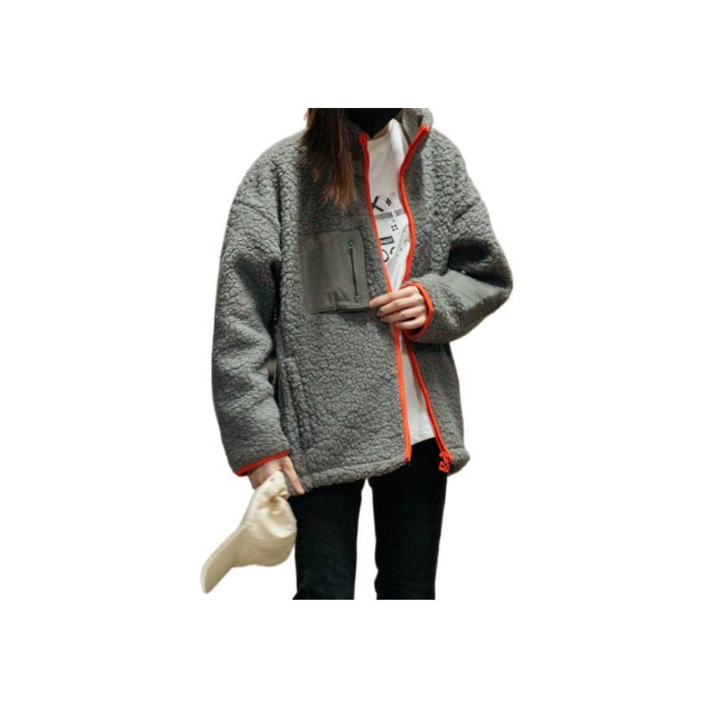 PUMA Solid Color Logo Embroidered Fleece Long Sleeve Jacket Unisex Outerwear Gray 929820-02