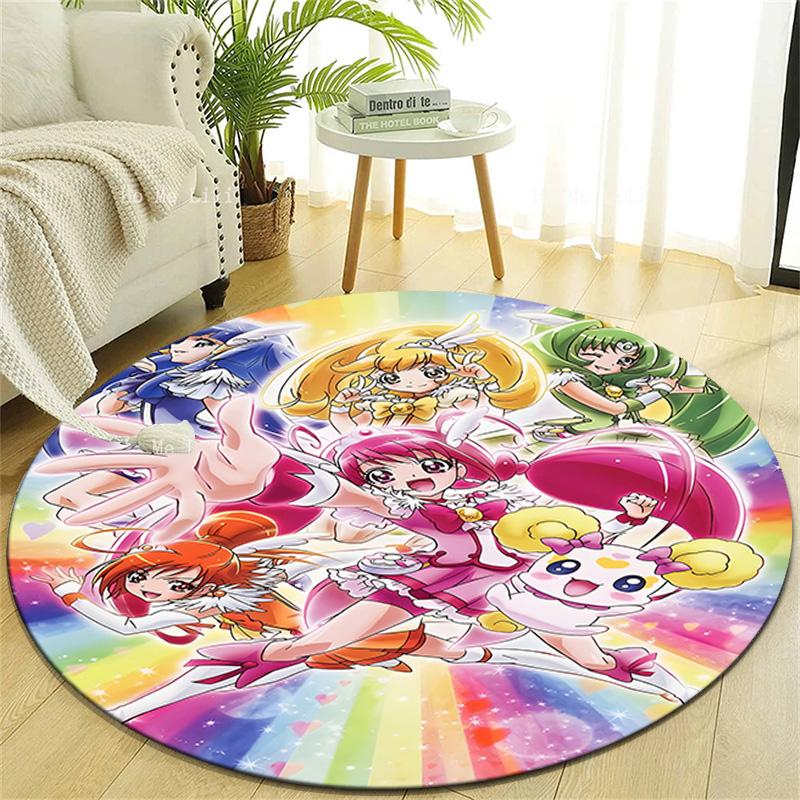 1pc Pretty Cure2 Design Printed Area Round Carpet for Bedroom Living Room Home Decor Rugs Mat Non Slip Mat Rug for Bedside
