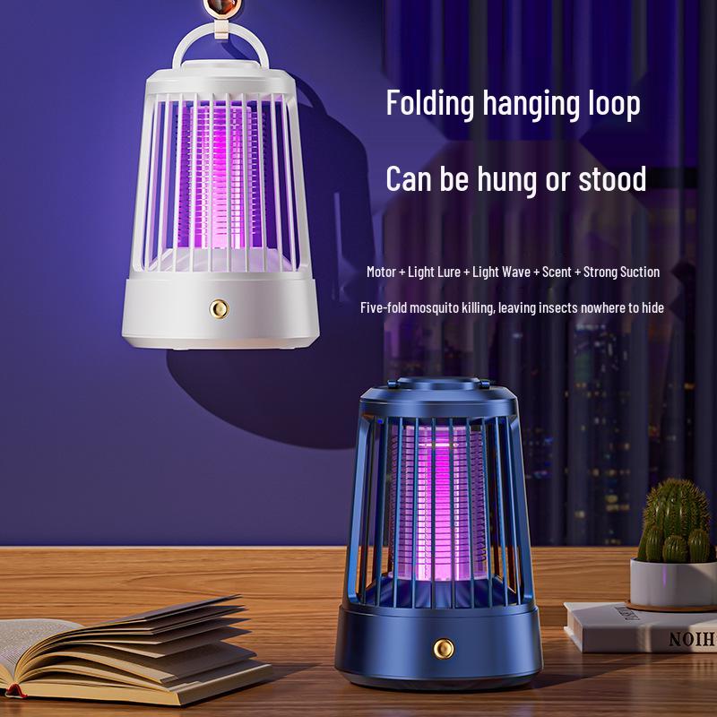 Lâmpada Matamoscas Elétrico com Carregamento USB - Uso Interno/Externo, Armadilha de Luz Roxa & Repelente.