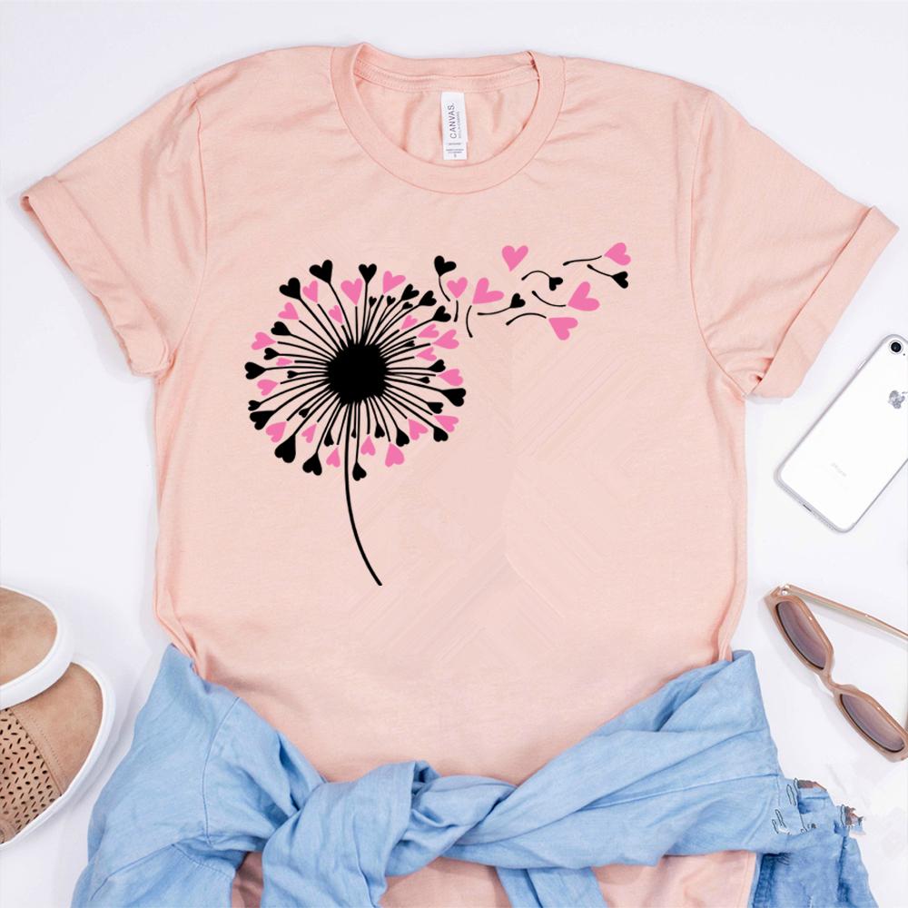 Dandelion Heart Shirt Valentine Tee Wildflower Dandelion TShirt Valentine Flower Shirts Cute Lovers Tshirt Gift for Valentines
