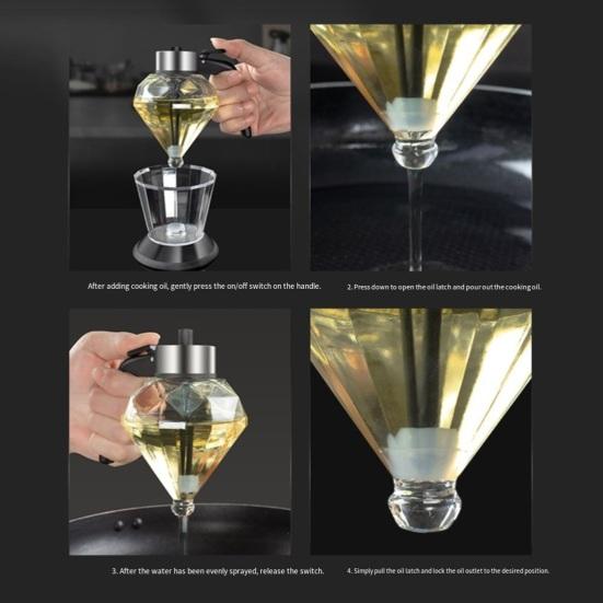 Oil Dispenser Bottle No Mess with Leak-Proof Syrup Pitcher Pump 200ml Clear Glass Sauce Container