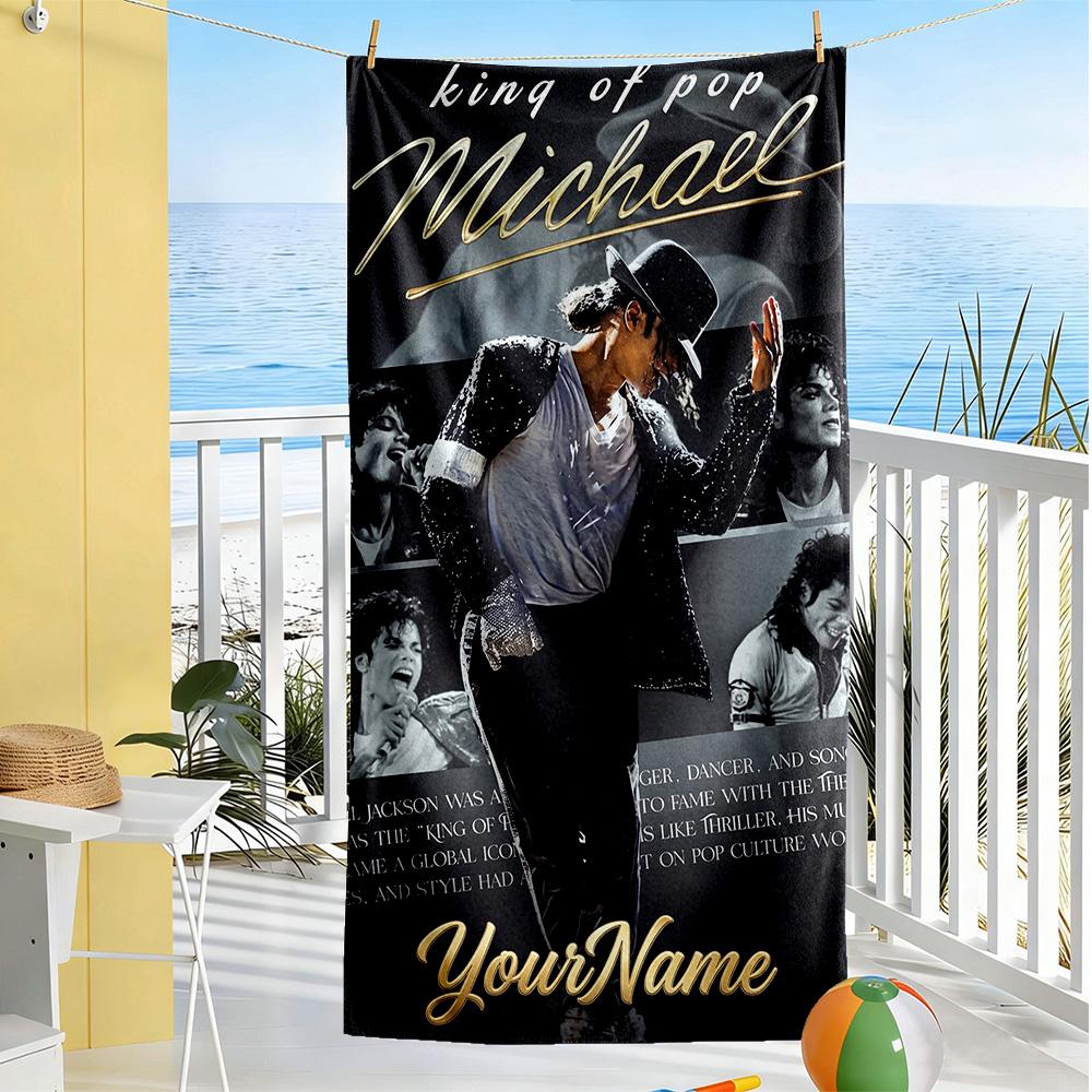 Michael Jackson Personalized Text Beach Towel Super Soft & Absorbent Suitable for Swimming Gym Camping Yoga Vacation