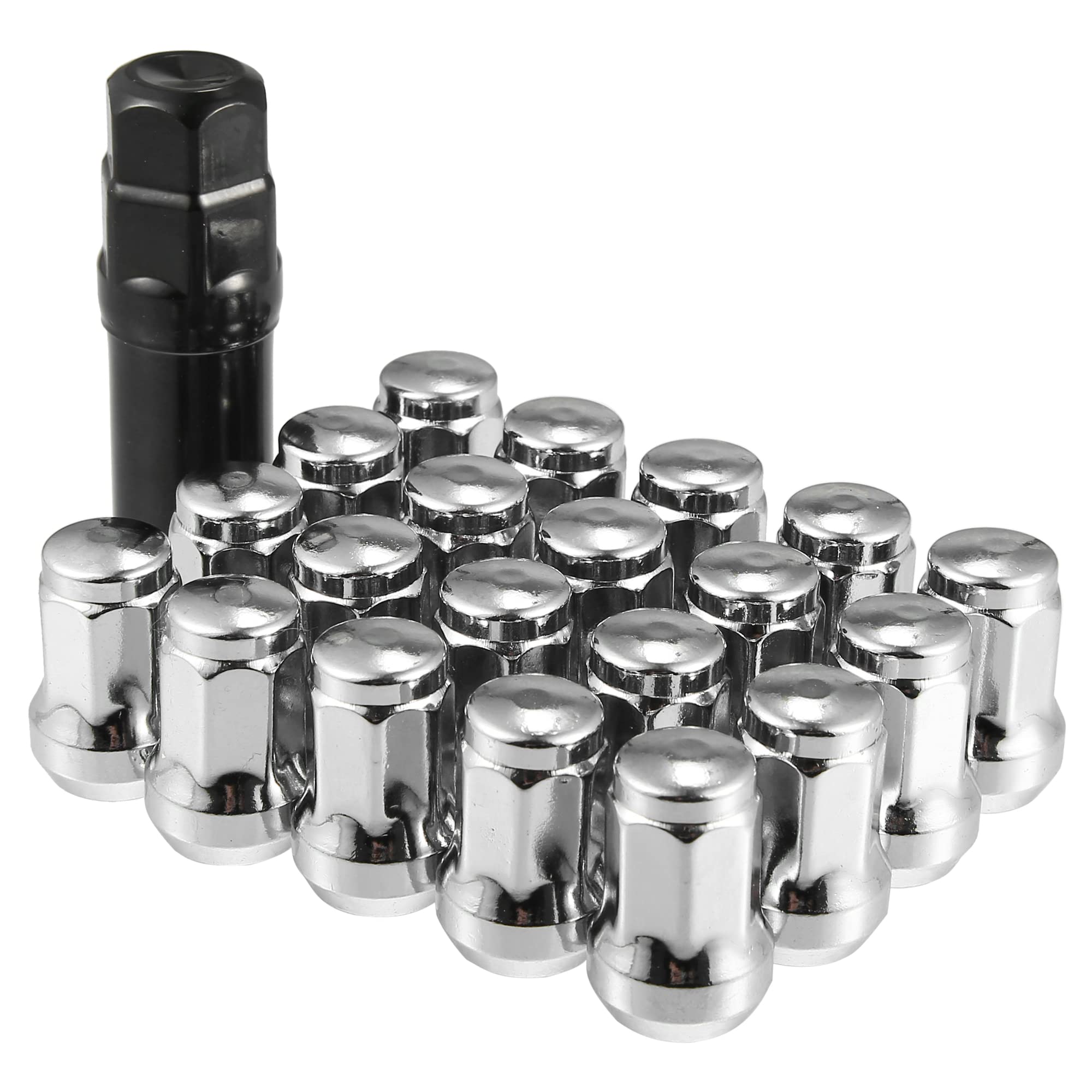 

ACROPIX Car Wheel Heptagonal Lug Nuts, Acorn Cone Seat Closed End Bulged Acorn, 32mm Screws with Socket Key, M12x1.25, Silver Tone, 21 Pieces