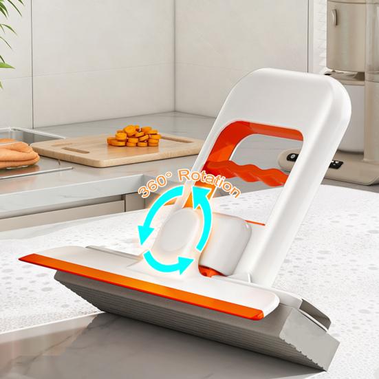 Desktop Mop Mini Folding Table Mop with One-Handed Squeeze Handle Replaceable Cotton Head Deep Groove Absorption Household Cleaning