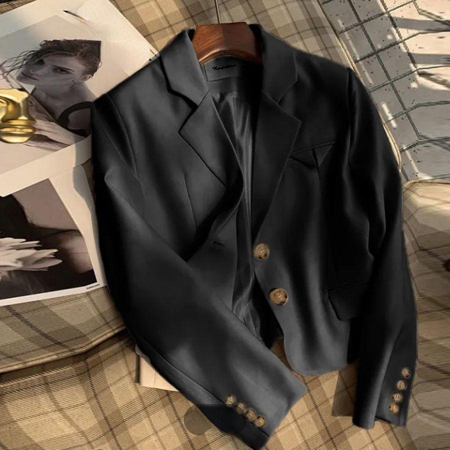 

Шикарный и облегающий небольшой женский пиджак, идеально подходящий для весны и осени XL чёрный