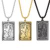 Dawapara Skeleton Tarot Necklace Amulet Marigold Tarot Card Major Arcana Necklaces Halloween Gift Stainless Steel Jewelry