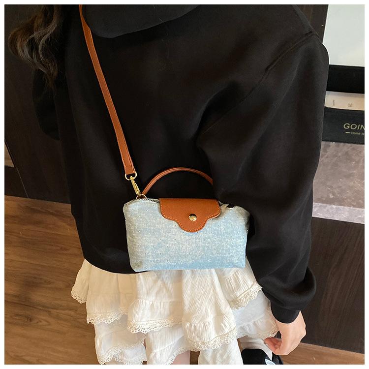 Denim bag women's summer new fashion niche shoulder messenger bag high-end small square bag