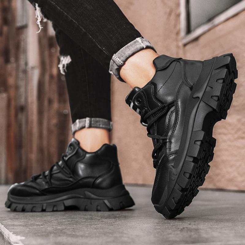 Shoes for Men Fashion High Quality Leather High-top Platform Mens Shoes Outdoor Tooling Comfort Leisure Ankle Boots Botas Hombre